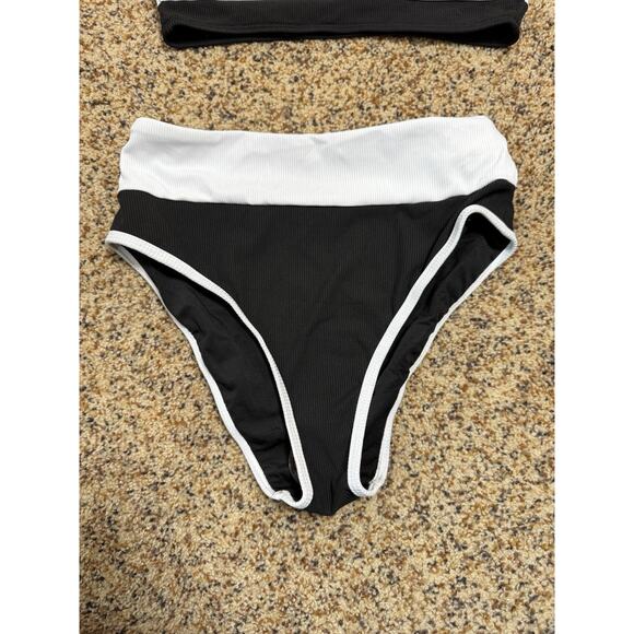 Tempt Me Women High Waist Bikini Set‎ Ribbed Two Piece Swimsuit Sporty S - Picture 6 of 9